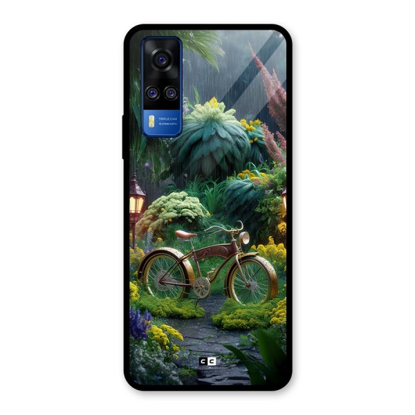 Vintage Cycle In Garden Glass Back Case for Vivo Y51