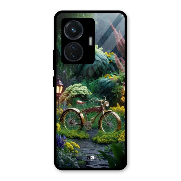 Vintage Cycle In Garden Glass Back Case for iQOO Z6 44W