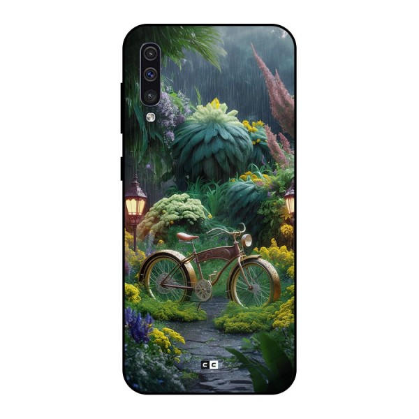 Vintage Cycle In Garden Metal Back Case for Galaxy A30s
