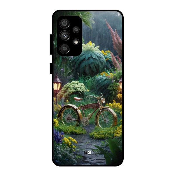 Vintage Cycle In Garden Metal Back Case for Galaxy A73 5G