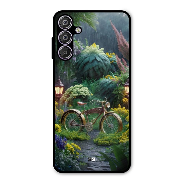 Vintage Cycle In Garden Metal Back Case for Galaxy F15