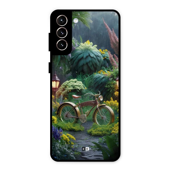 Vintage Cycle In Garden Metal Back Case for Galaxy S21 Plus