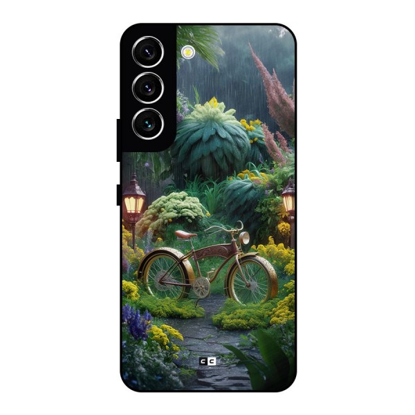 Vintage Cycle In Garden Metal Back Case for Galaxy S22 5G