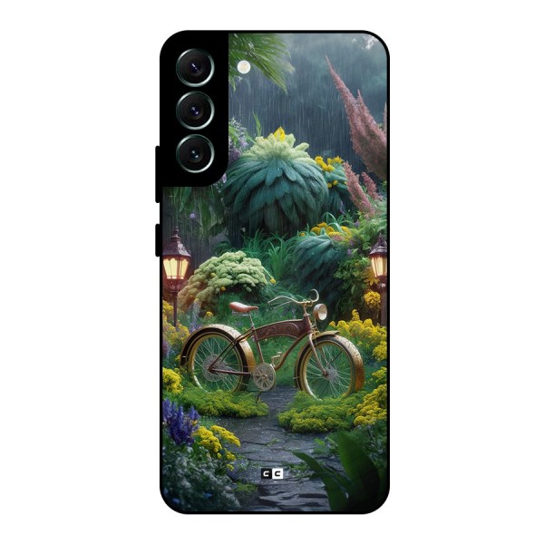 Vintage Cycle In Garden Metal Back Case for Galaxy S22 Plus 5G