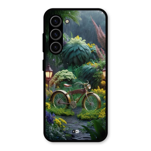 Vintage Cycle In Garden Metal Back Case for Galaxy S23