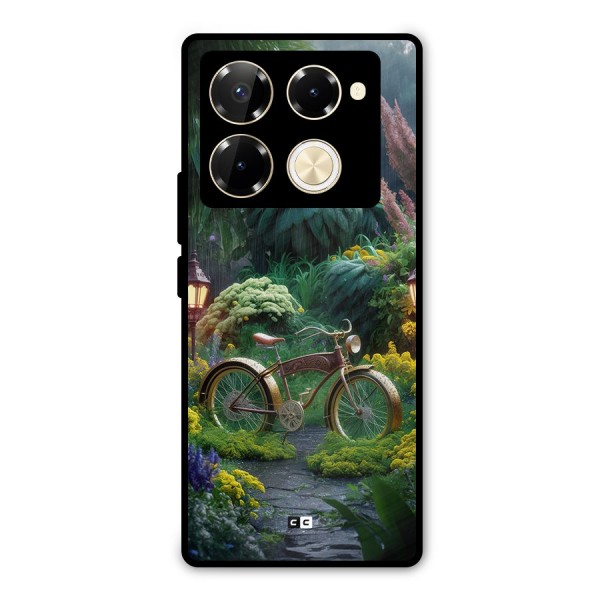 Vintage Cycle In Garden Metal Back Case for Infinix Note 40 Pro