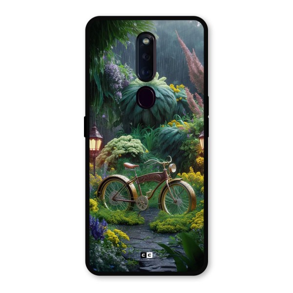 Vintage Cycle In Garden Metal Back Case for Oppo F11 Pro