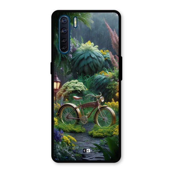 Vintage Cycle In Garden Metal Back Case for Oppo F15