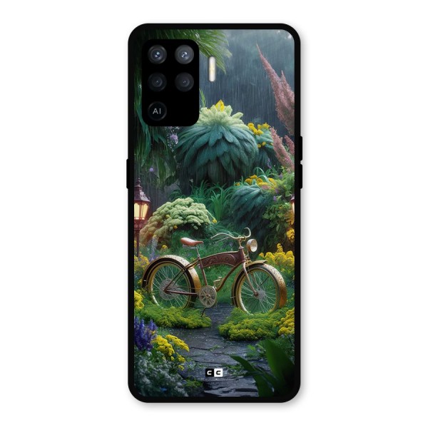 Vintage Cycle In Garden Metal Back Case for Oppo F19 Pro