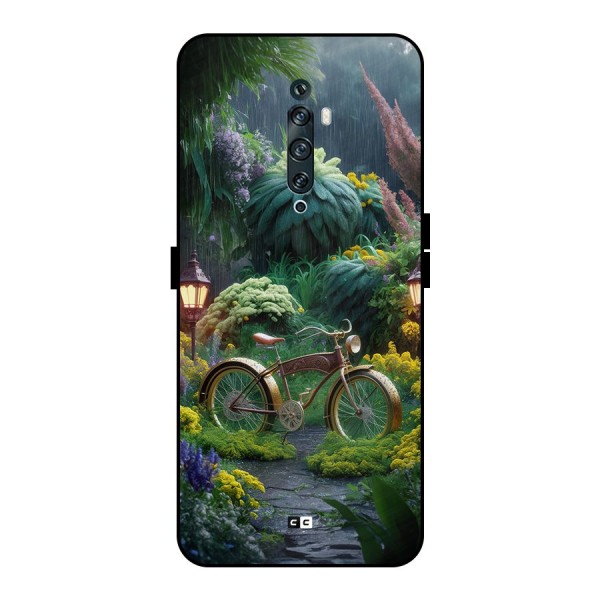 Vintage Cycle In Garden Metal Back Case for Oppo Reno2 F