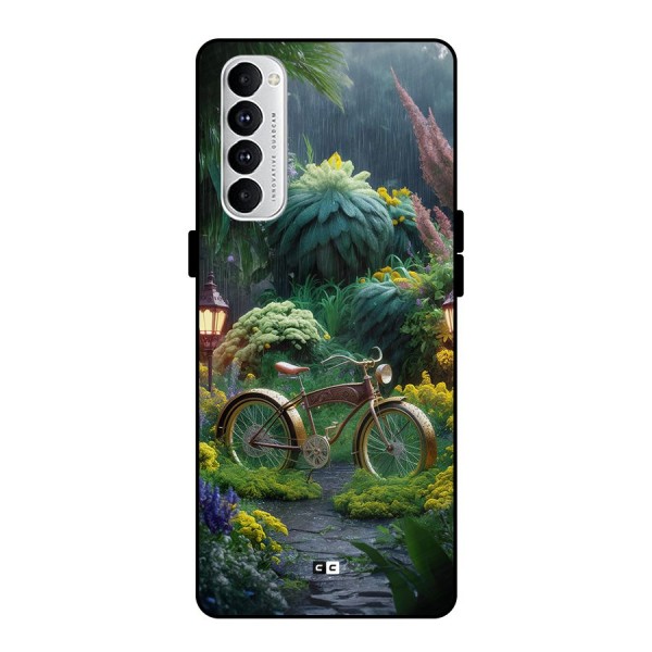 Vintage Cycle In Garden Metal Back Case for Oppo Reno4 Pro