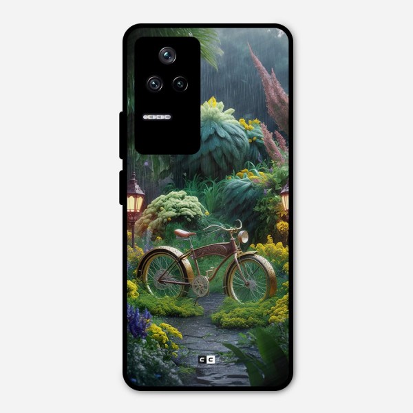 Vintage Cycle In Garden Metal Back Case for Poco F4 5G