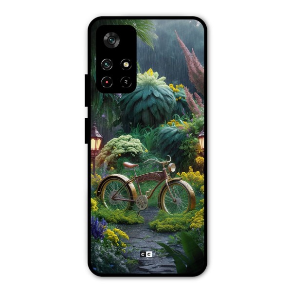 Vintage Cycle In Garden Metal Back Case for Poco M4 Pro 5G