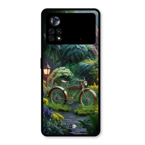 Vintage Cycle In Garden Metal Back Case for Poco X4 Pro 5G