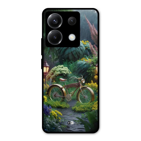 Vintage Cycle In Garden Metal Back Case for Poco X6