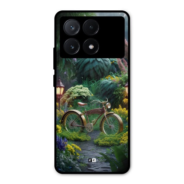 Vintage Cycle In Garden Metal Back Case for Poco X6 Pro