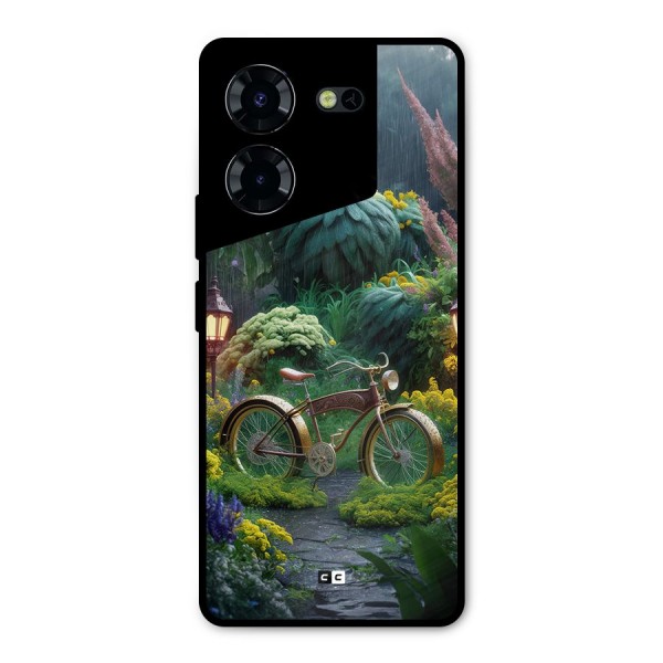 Vintage Cycle In Garden Metal Back Case for Tecno Pova 5 Pro 5G
