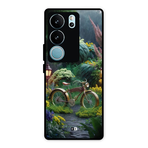 Vintage Cycle In Garden Metal Back Case for Vivo V29