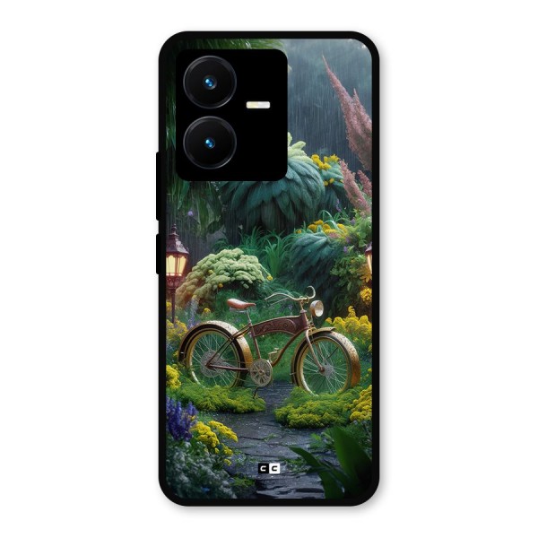 Vintage Cycle In Garden Metal Back Case for Vivo Y22