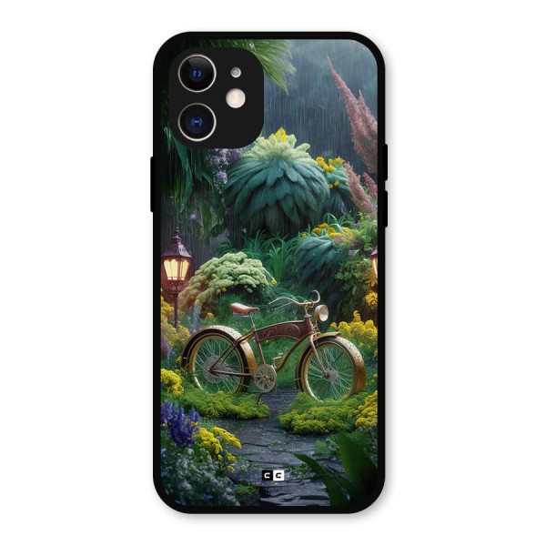 Vintage Cycle In Garden Metal Back Case for iPhone 12