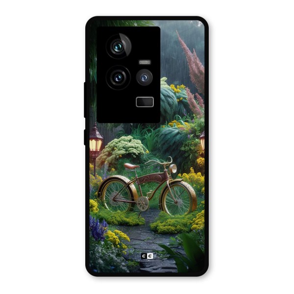 Vintage Cycle In Garden Metal Back Case for iQOO 11 5G