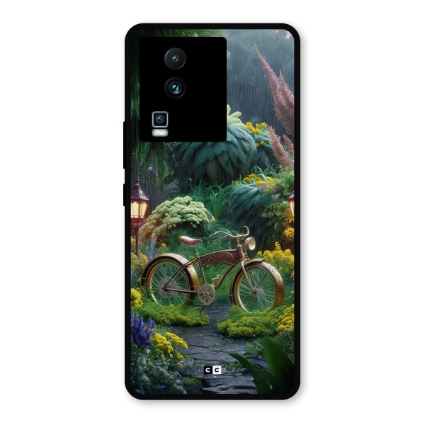 Vintage Cycle In Garden Metal Back Case for iQOO Neo 7 Pro