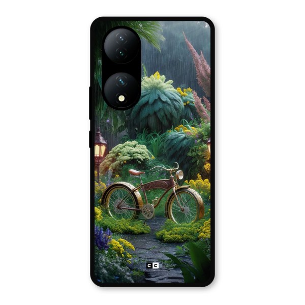 Vintage Cycle In Garden Metal Back Case for iQOO Z7
