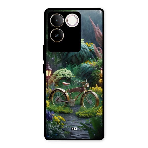 Vintage Cycle In Garden Metal Back Case for iQOO Z7 Pro