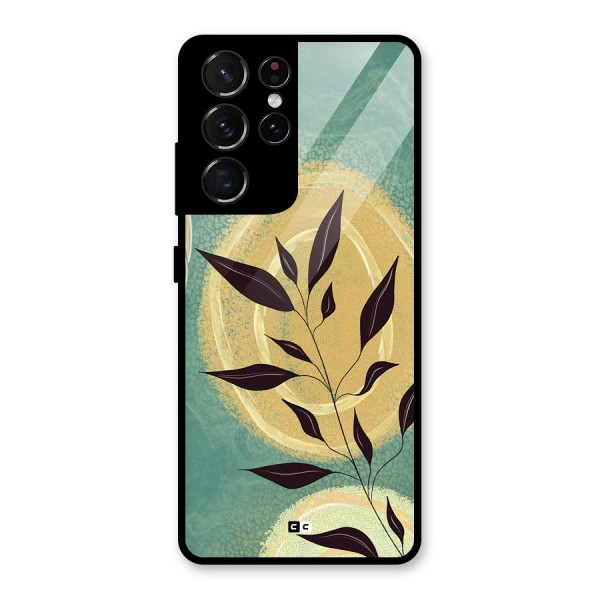 Vintage Leaf Art Glass Back Case for Galaxy S21 Ultra 5G