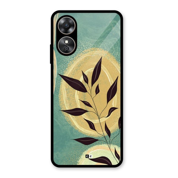 Vintage Leaf Art Glass Back Case for Oppo A17