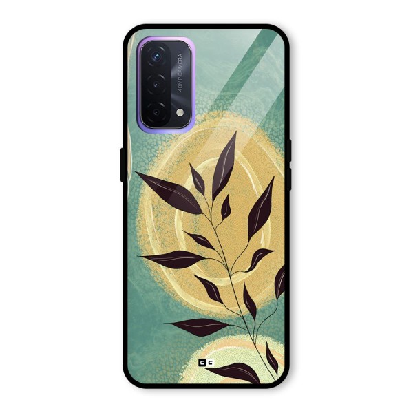 Vintage Leaf Art Glass Back Case for Oppo A74 5G