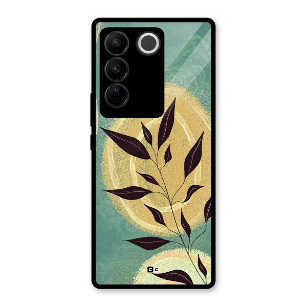 Vintage Leaf Art Glass Back Case for Vivo V27