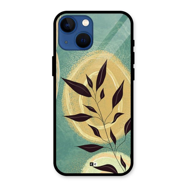 Vintage Leaf Art Glass Back Case for iPhone 13 Mini