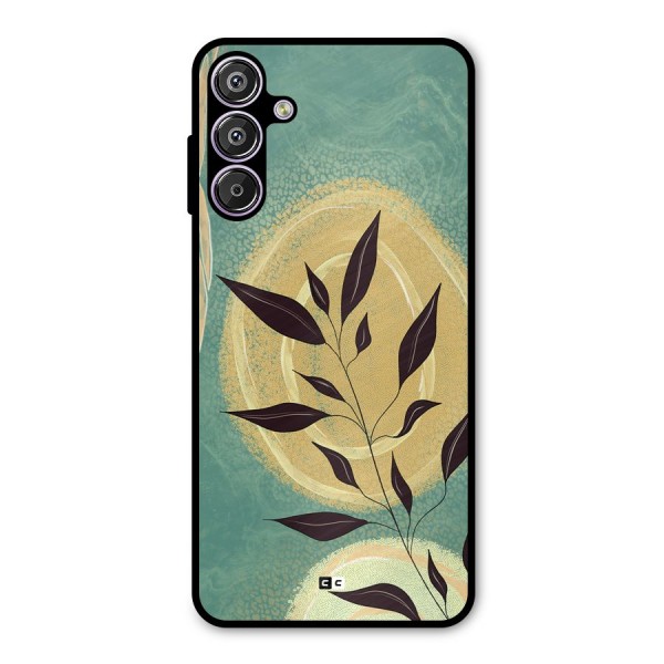 Vintage Leaf Art Metal Back Case for Galaxy F15