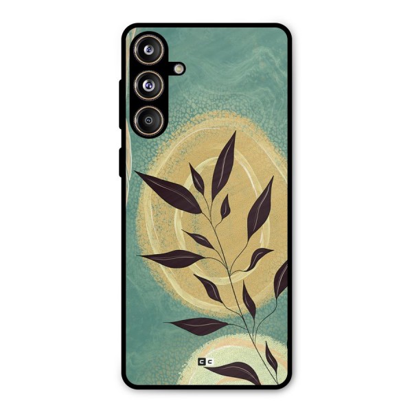 Vintage Leaf Art Metal Back Case for Galaxy F55