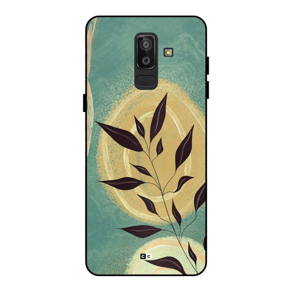 Vintage Leaf Art Metal Back Case for Galaxy J8
