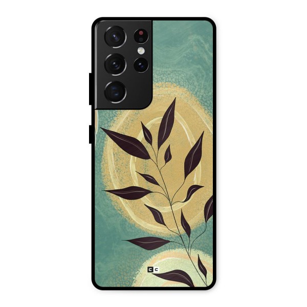 Vintage Leaf Art Metal Back Case for Galaxy S21 Ultra 5G