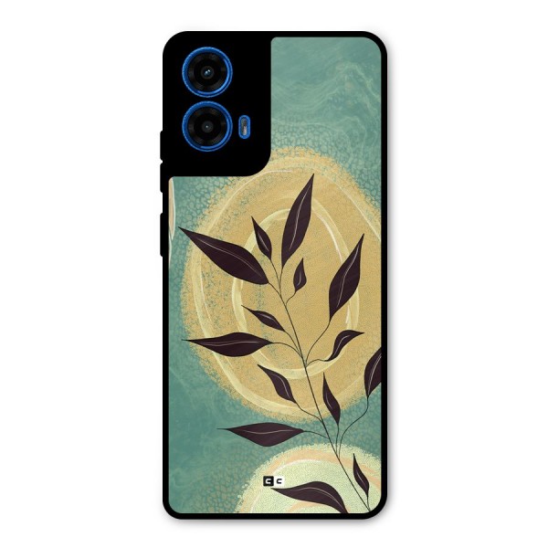 Vintage Leaf Art Metal Back Case for Moto G45