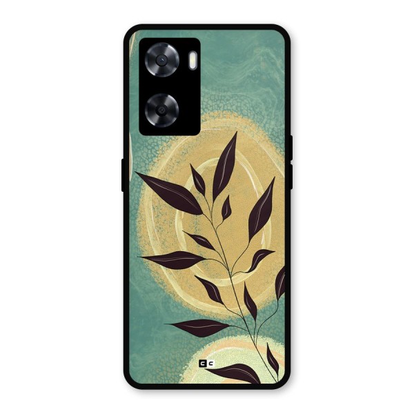Vintage Leaf Art Metal Back Case for Oppo A57 2022