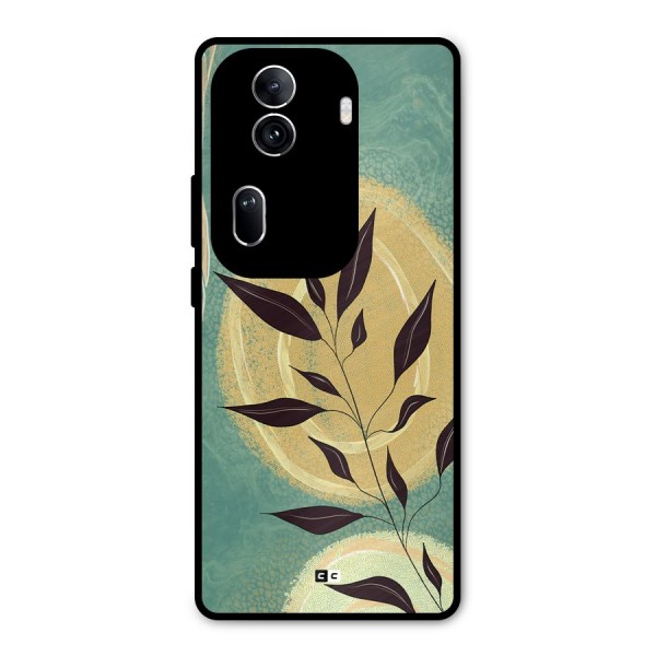 Vintage Leaf Art Metal Back Case for Oppo Reno11 Pro 5G