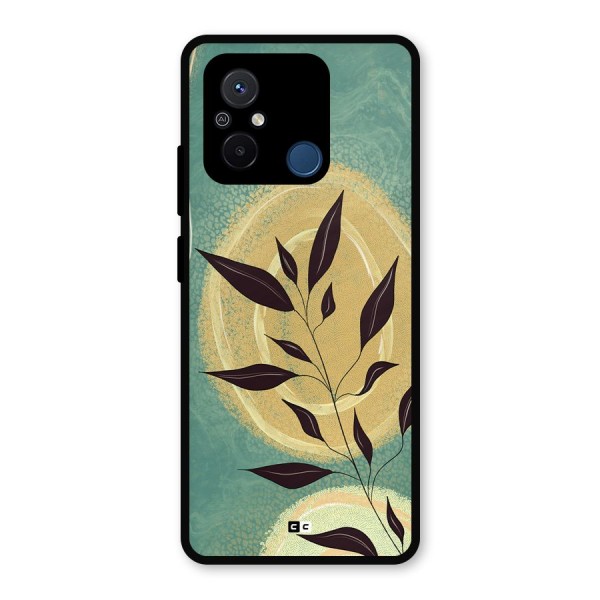 Vintage Leaf Art Metal Back Case for Redmi 12C