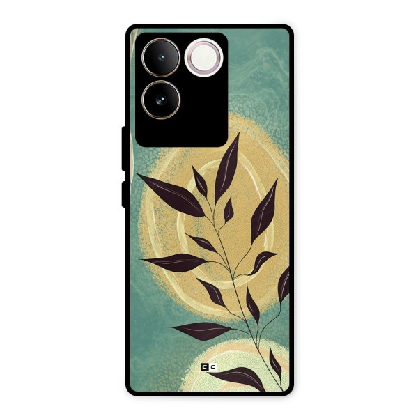 Vintage Leaf Art Metal Back Case for Vivo T2 Pro