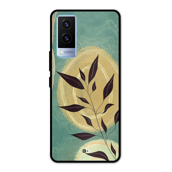 Vintage Leaf Art Metal Back Case for Vivo V21e 5G