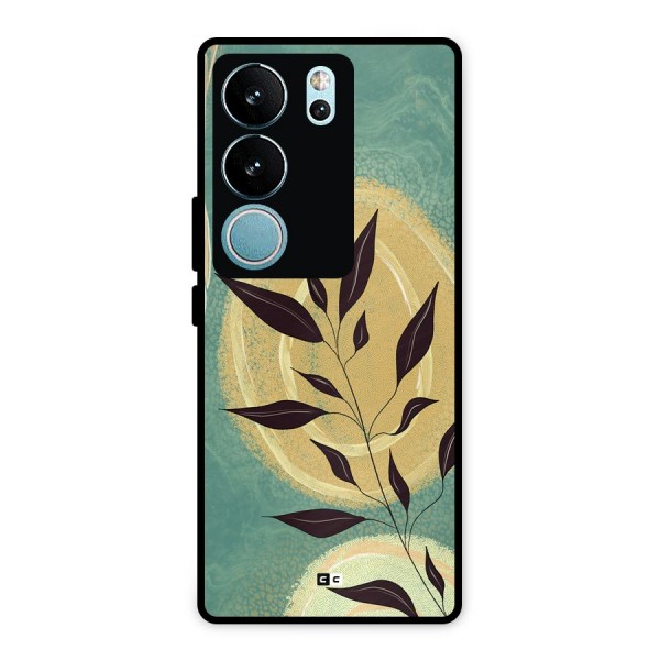 Vintage Leaf Art Metal Back Case for Vivo V29