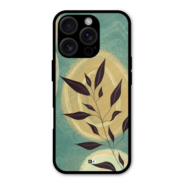 Vintage Leaf Art Metal Back Case for iPhone 16 Pro