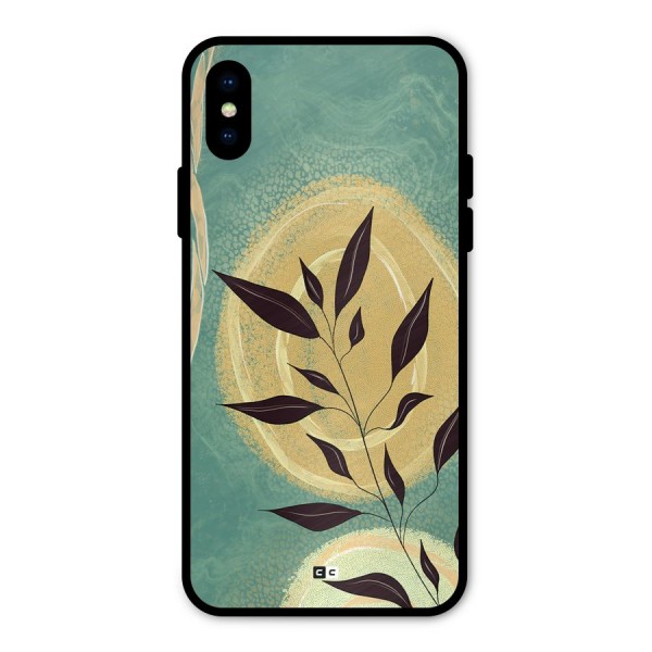 Vintage Leaf Art Metal Back Case for iPhone X