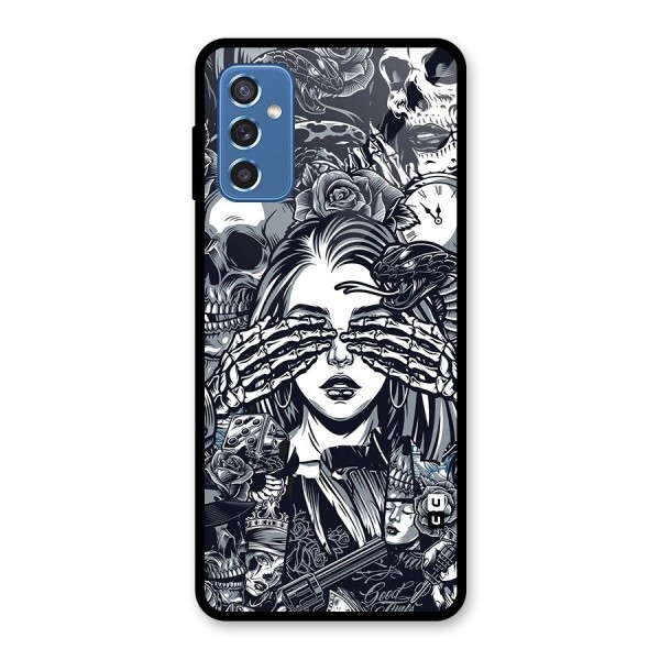 Vintage Skulls and Girl Style Glass Back Case for Galaxy M52 5G