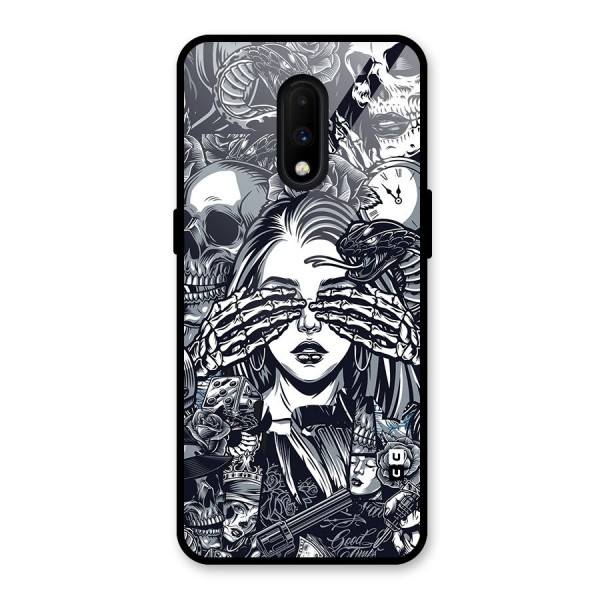 Vintage Skulls and Girl Style Glass Back Case for OnePlus 7