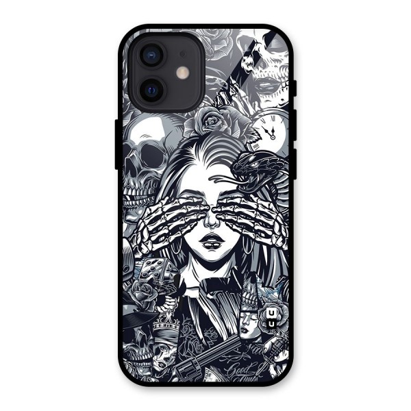 Vintage Skulls and Girl Style Glass Back Case for iPhone 12