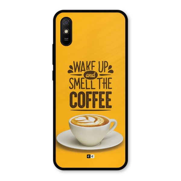 Wake Up Coffee Metal Back Case for Redmi 9a
